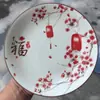 Plato redondo de cerámica para el hogar al por mayor bajo vidriado fragante lindo plato de cocina apto para microondas y horno puesto vajilla multielemento