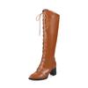 Botas de Caballero de Caña Alta para Mujer, Botas de Mujer con Cordones de Tacón Alto Talla Grande, Tallas 40-48, Zapatos de Otoño e Invierno Z6-1, Estilo Europeo y Americano