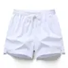 Shorts Casuais Masculinos de Cor Sólida Largos, Shorts Masculinos de Seda Gelada, Shorts de Praia Respiráveis Elásticos, Shorts Masculinos
