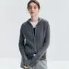 Suéter de Cachemira 100% Nuevo para Otoño e Invierno Patrón Trenzado Cardigan de Punto con Capucha Trenza Gruesa Holgado Cardigan con Cremallera Ropa Exterior