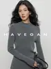 Suéter de Punto de Manga Larga con Cuello Medio Alto Yu Jian HAVEGAN para Mujer, Capa Base Estilo Old Money, Ajuste Delgado, 100% Lana