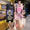 Para funda de teléfono móvil Xiaomi POCO X7PRO arroz rojo 14C K80 yace propenso Minnie Mickey soporte espejo cordón