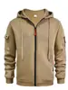 Sudadera con capucha para hombre de punto para otoño e invierno, cremallera, bolsillo en la manga, cárdigan, chaqueta deportiva casual de talla grande para hombre