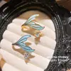 Sirena Azul~ Anillo de Cola de Pez con Goteo de Aceite de Circonita Súper de Hada, Anillo de Lujo Ligero de Alta Gama con Temperamento Dulce y Elegante para Mujeres