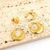 Europa y Estados Unidos superventas pendientes geométricos lisos de acero inoxidable INS nuevos pendientes para mujer al por mayor joyería de acero de titanio en forma de corazón