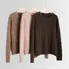 Novo Suéter de Cashmere Puro 100% Outono/Inverno Solto Fashionável Gola Redonda Casual Cor Sólida Malha Trançada Cashmere Atacado
