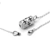 Collar Colgante Cilíndrico de Acero Inoxidable Europeo y Americano Transfronterizo con Cruz Abrible para Perfume o Cenizas Conmemorativas En Stock Colgante