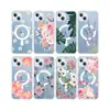 Tendencia Nacional Europea y Americana Floral Pintado Funda Magnética para iPhone18Promax Cubierta Protectora Anticaídas Apple 13/14