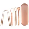Venta Directa de Fábrica Set de 5 Piezas Raspador de Lengua de Acero Inoxidable Limpiador Bucal para Eliminar el Mal Aliento y la Capa Gruesa de la Lengua Cepillo Limpiador Lo