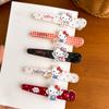 Sanrio horquilla de pico de pato larga de gato con puntos de onda acrílica, linda, dulce, corazón de niña, flequillo, clip cosmético, tocado