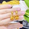Conjunto de tesouro de cor estilo vintage italiano Super Flash Colar de diamante de alto carbono Anel de diamante amarelo Brincos de zircônio roxo Pingente