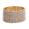 Pulsera Elástica Exagerada de Diamantes Completos de 9 Filas, Estilo Clásico Europeo y Americano, Pulsera de Lujo Personalizada con Pedrería de 3.5mm
