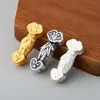 Pingente de Bambu da Paz e Boa Sorte Prata Pura S999 Dourado Retro Caractere de Bênção Contas Ruyi Acessórios de Corda Trançada DIY