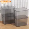 Caixa de armazenamento transparente doméstica de plástico para brinquedos e lanches, tamanho grande, espessa, organizador de roupas para guarda-roupa, cesta de armazenamento
