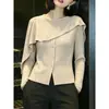 Suéter de punto para mujer de manga larga, nuevo estilo coreano otoño e invierno 2026, top tipo chal de cuello redondo ajustado, suéter moderno elegante y versátil