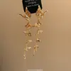 Brincos de metal flor com franja retrô francesa alta sensibilidade nicho temperamento requintado clipe de orelha