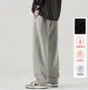 Ninpure Otoño e Invierno Nuevo Retro Japonés Hoja Pequeña Curva Pierna Ancha Pantalones de Chándal Hombres Holgado Recto Deportivo Casual Pantalones Largos