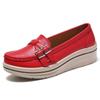 Zapatos Casuales de Suela Gruesa con Cuña de Nueva Colección Primavera y Otoño Talla Grande sin Cordones para Mujer de una Sola Capa Punta Redonda Hebilla de Metal Calzado para Mamás
