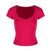 Playera Blanca de Cuello Cuadrado y Manga Corta para Mujer Verano Ajuste Ceñido Francés Lujuria Pura Sexy Sexy Top Corto Ajustado