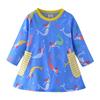 Vestido de Algodão de Manga Comprida para Meninas Roupa Infantil Tamanho Pequeno e Médio Infantil Vestido de Princesa Infantil Europeu e Americano Vestido A Infantil Tricotado Estampado