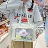 Nueva Bolsa de Hombro Ligera Cruzada Transparente con Insignia Estilo Japonés de Alta Apariencia Color Caramelo Chica Dulce