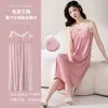 Camisola de Modal para Dormir con Copas en el Pecho, Chaleco de Verano, Ropa de Dormir Tallas Grandes, Vestido Femenino para Casa, Estilo Largo Ajustable Delgado