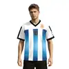 Camiseta Número 10 Mundial 2026 para Hombre Rayas Azules y Blancas Uniforme de Fútbol Transpirable Manga Corta Deportiva