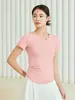 Camiseta de yoga Pilates para mujer, manga corta, adelgazante, alta elasticidad, favorece la figura, adecuada para deportes, correr y fitness, con espalda descubierta y tejido de malla