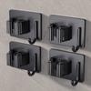Clip para mopa color gris pistola para colgar en la pared del baño, acero inoxidable, colgador fijo para escoba, gancho de pared multifunción sin perforación