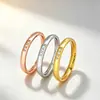 Anillo liso de tres colores y tres diamantes, estilo minimalista europeo y americano, anillo de acero de titanio, anillo personalizado de nicho para grabado DIY, disponible para venta al por mayor