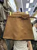 Saia Curta de Camurça Imitação Plus Size Fat mm Estilo Retro Americano Cobrindo o Quadril Nova para Primavera e Outono Saia Marrom de Cintura Alta Evasê para Mulheres