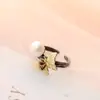 Set Mayorista de Joyería de Plata Nafoge con Perla de Agua Dulce Natural Anillo de Plata Mariposa Abierta de Moda Anillo para Mujer de Plata de Ley 925