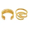 Pulsera de Lujo Ligero Abierta Multivueltas, Pulsera Geométrica de Acero Inoxidable Chapado en Oro, Estilo Femenino, Joyería Elegante y Delicada Apilable