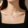 Colar S990 Prata Pura Zircônia Corte Fogos de Artifício de Quatro Garras para Mulheres, Corrente Colorida para Clavícula, Estilo Nicho de Luxo Leve, Tendência Xl046