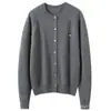 Casaco Cardigan Suéter de Seda Brilhante com Bordado de Abóbora Pequena para Mulheres, Outono/Inverno 2026 Novo Cardigan de Lã Cashmere Tricô Grosso