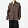Casaco casual masculino estilo chinês antigo Hanfu da Dinastia Ming com gola cruzada e lapela direita, manga longa, para primavera e outono, tamanho plus