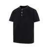 Camiseta Henley de Manga Corta con Cuello tipo Waffle Estilo Americano para Hombres y Mujeres, Top Casual Limpio Vintage Lavado de Verano