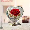 Nuevo Soporte Acrílico con Forma de Corazón Transfronterizo con Tarjeta de Inserto, Adorno Plano 2D, Manualidades Navideñas Estilo Bohemio