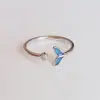 Anillo de Plata de Ley con Cola de Delfín Azul Estilo Coreano para Mujer, Moderno y Delicado, Fresco Anillo de Amistad de Cuento de Hadas de Sirena