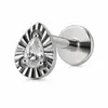 Pendientes de aleación de titanio F136 con circonita 5A de gota de agua y pequeño diamante, piercing de hueso de la oreja con rosca interna, piercing de labio, joyería de piercing de titanio G23