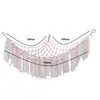 Bolsa de malla triangular, bolsa de almacenamiento tejida para pared estilo bohemio, fabricante directo, bolsa de almacenamiento para niños con decoración de borlas