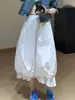 Falda Blanca Irregular con Capullo de Flor Hinchado para Mujer 2025 Nuevo Verano Delgado Elegante Vestido Largo Línea A con Cintura de Élite