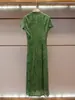 Vestido de Verano de Alta Gama para Mujer Estilo Nuevo Estilo Chino Nuevo Moda Temperamento Elegante Adelgazante Estampado Plisado Manga Corta