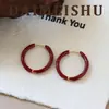 Pendientes de Aro Rojos Esmaltados Retro Simples y de Moda con un Toque de Lujo Ligero, Estilo Nicho, Pendientes Versátiles