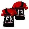 Camiseta de Boxe 3D Estampada da Moda para Homens e Mulheres, Camiseta Esportiva de Boxe Legal, Blusa Soltinha de Manga Curta, Venda Direta do Fabricante