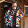 Casacos de Algodão de Inverno para Homens Europeus e Americanos de Comércio Exterior, Quentes e Duráveis, Forrados com Lã, Impressão Digital 3D, Múltiplos Padrões para Natal e Ano Novo