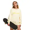 Moletom de Algodão Pesado para Casais, Corte Amplo, Gola Redonda, Pulôver sem Capuz, Versátil, Quente, Blusa Estampada para Outono e Inverno