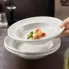 Prato de Cerâmica Jingdezhen Prato Rosqueado para Comida Ocidental Utensílios Domésticos Prato Chapéu de Palha Prato de Prato Prato de Sopa Prato de Jantar Conjunto de Pratos Fundos Prato