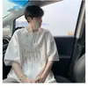 Camiseta de Manga Corta Pesada Americana para Hombre Verano Tendencia Marca High Street Streetwear Fresca Casual Versátil Holgada Blanca Top de Media Manga para Hombre
