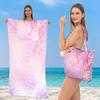 Toalha de Praia Duas em Uma com Bolsa Integrada, Toalha de Praia Dobrável para a Praia, Bolsa de Ombro Multifuncional, Toalha Esportiva Estampada